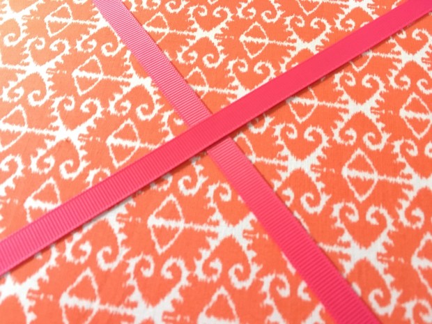 Ribbon crossed over fabric