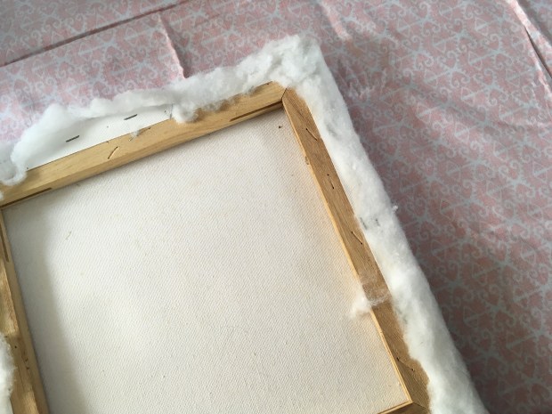 Canvas covered with wadding and stapled